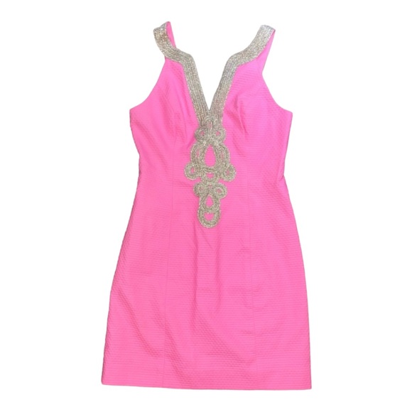Lilly Pulitzer Dresses & Skirts - Lilly Pulitzer Emery shift pink and gold dress size 2